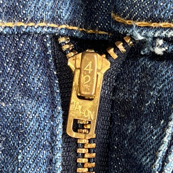 Vintage 70s Levis Bell Bottom Flared Orange Tab Patch Embroidered Jeans - Picture 5 of 13